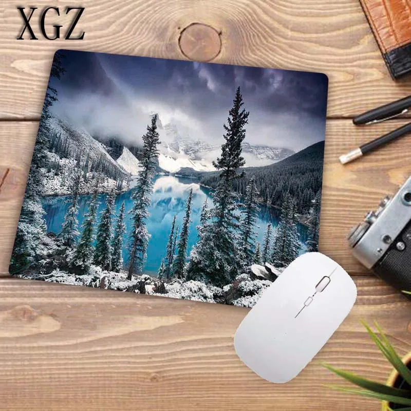 

XGZ Snow Mountain River Tree Locking Edge Gaming Mouse Pad Gamer Game Mouse Pad Anime Large Mousepad Mat Speed Version for LOL