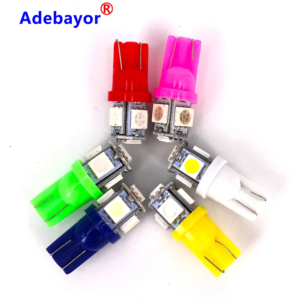 2200 шт. светодиодные лампы T10 W5W 5 SMD белые синие красные желтые зеленые 194 168