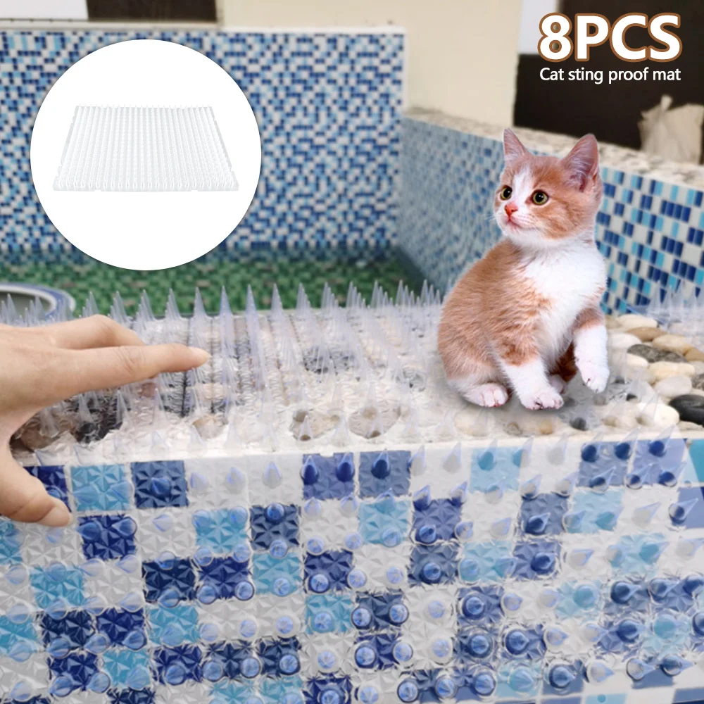

8pcs Cat Scat Prickle Mat Plastic Spike Outdoor Indoor Anti Dog Pest Deterrent Garden Repellent Animal Scarer Digging Stopper