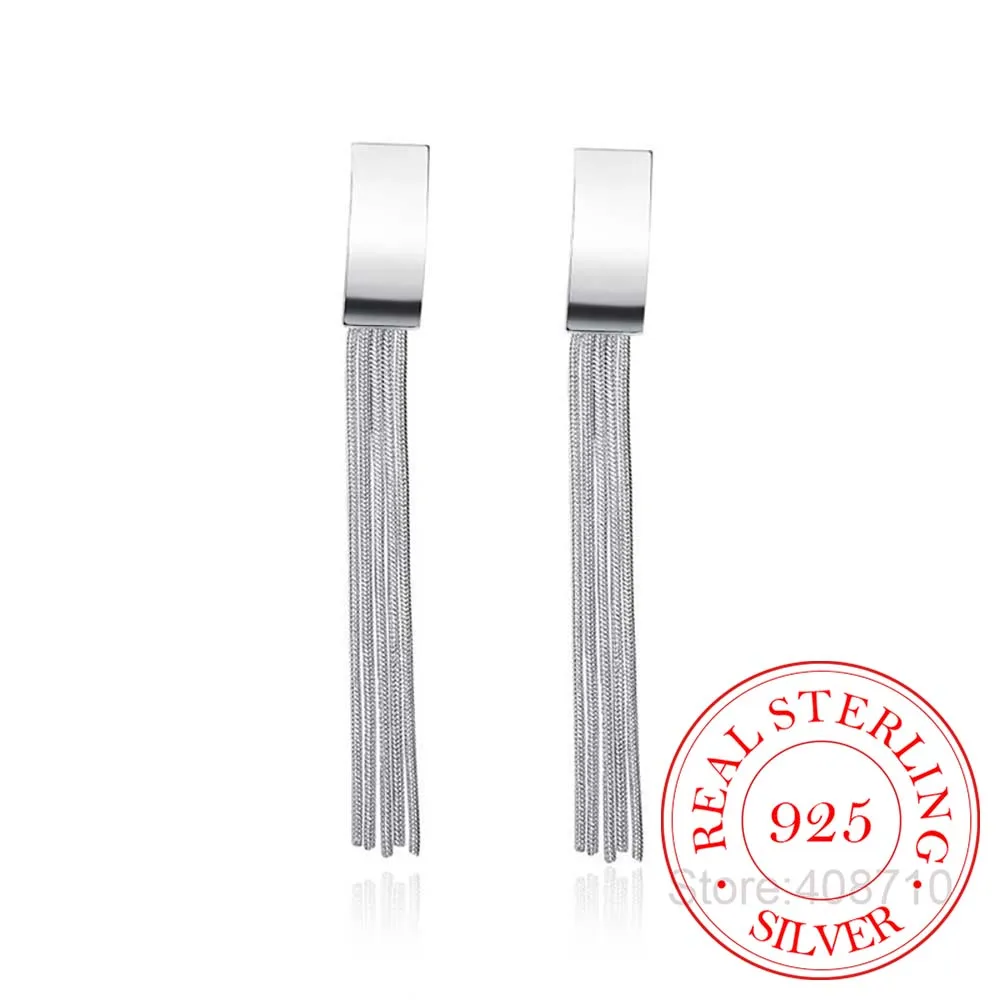 

Серьги-гвоздики женские из серебра 925 пробы, с кисточками, на длинных цепочках, корейский стиль, 2020