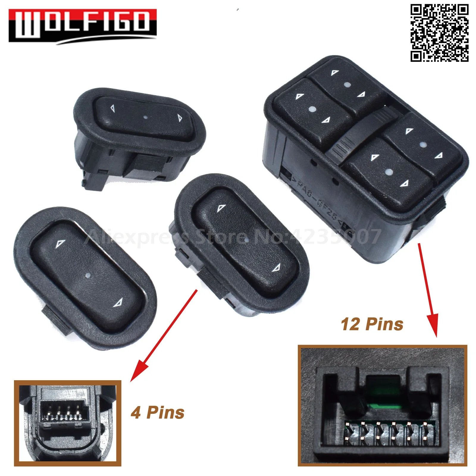 WOLFIGO New Master One электрическая кнопка переключения окон 90561086 6240106 90561388 для Vauxhall Opel Astra
