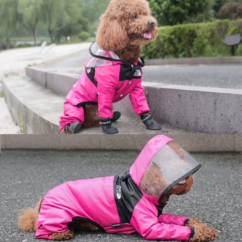 

Dog Raincoat Pet Waterproof Detachable Rain Jacket Dogs Water Resistant Clothes for Dogs fashion Patterns Pet Coat for Rainy Day