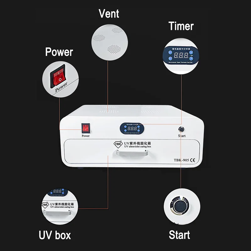 

TBK-905 UV Ultraviolet Curing Box For Samsung Curved Screen Drying Display OCA LOCA Adhesive Glue Repair Tool