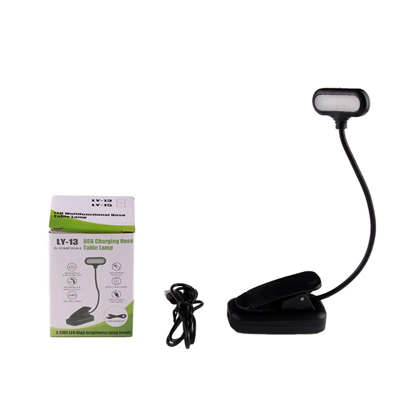 

2021 LED USB Clip Book Light Rechargeable Eye Protection Table Lamp Flexible Reading Desk Lamp For Notebook Laptop Computers