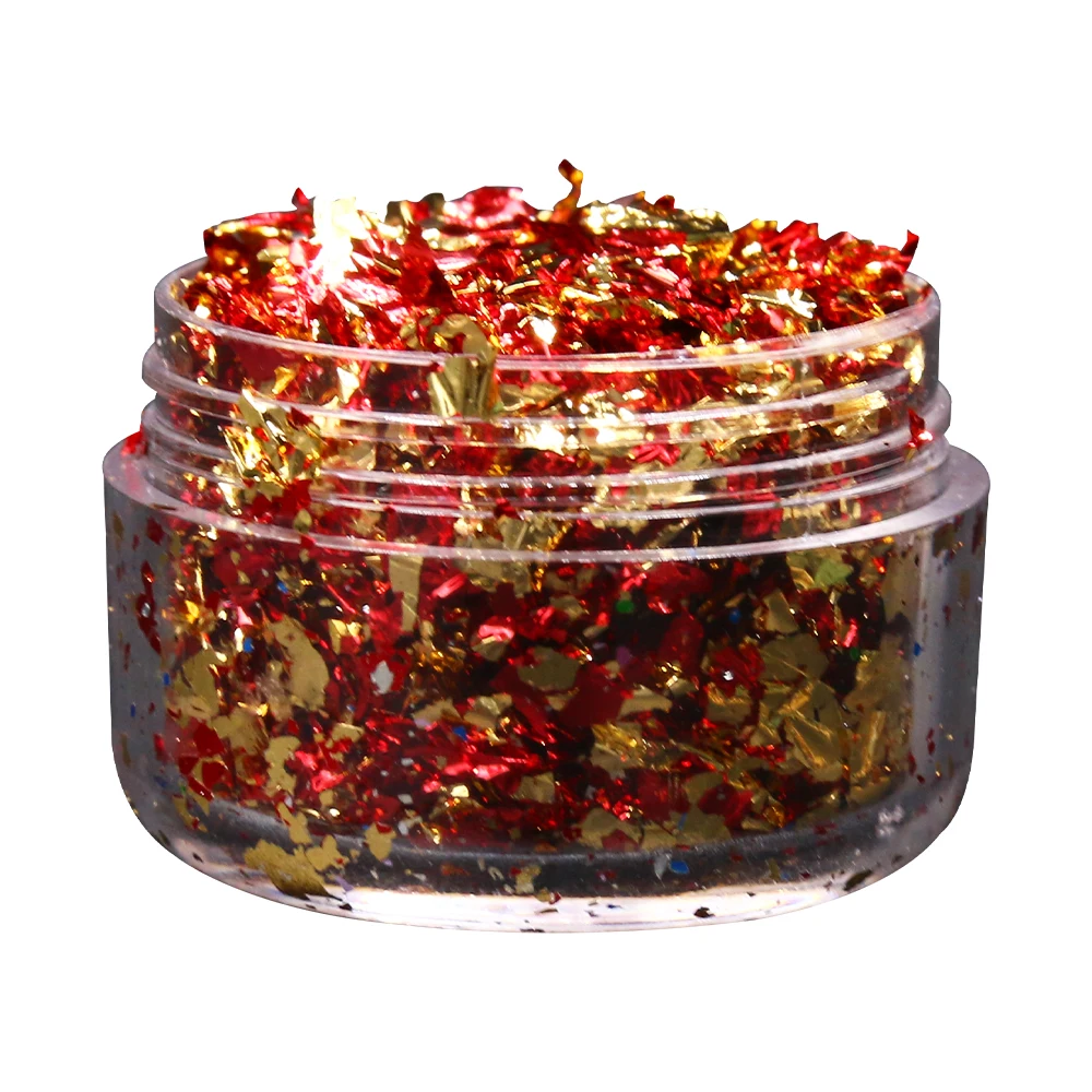 Золотые листы хлопья красные листья фрагменты для украшения ногтей живопись