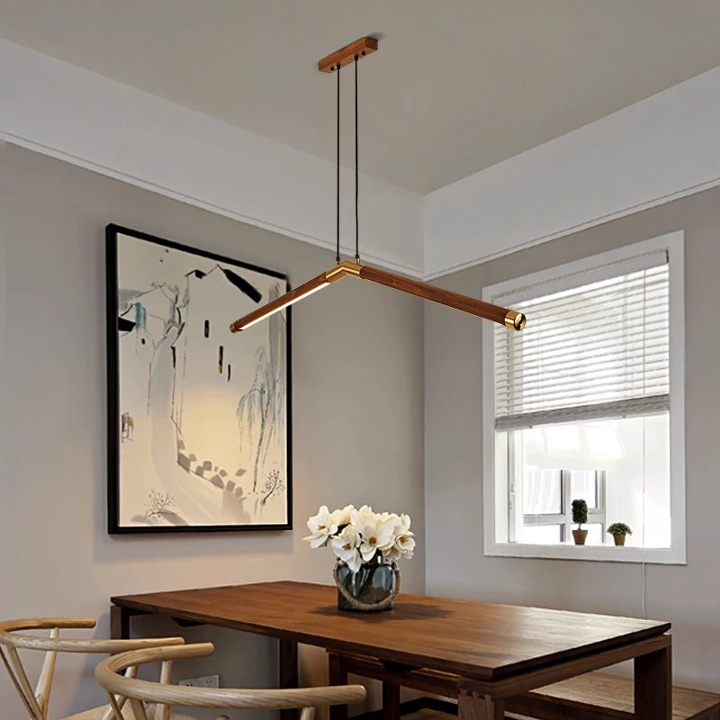 저렴한 Led 미니멀리스트 샹들리에 북유럽 블랙 월넛 크리에이티브 스터디 램프, 커피 바 테이블 램프, 사무실 스트립 램프 구매 Led 미니멀리스트 샹들리에 북유럽 블랙 월넛 크리에이티브 스터디 램프, 커피 바 테이블 램프, 사무실 스트립 램프