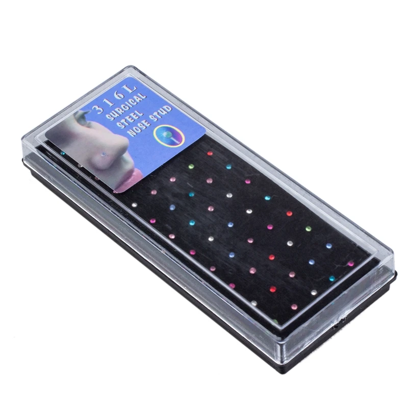 

60 Multicolor Crystal Rhinestone Nose Studs Rings Bars