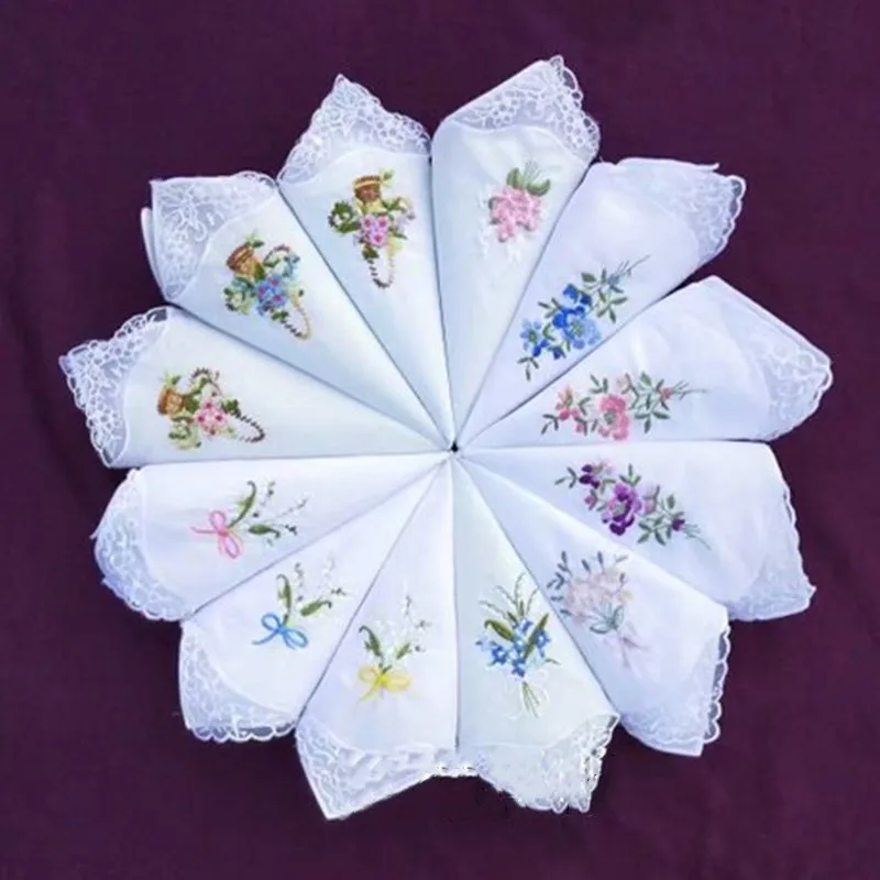 Лидер продаж высококачественный вышитый носовой платок 28*28 см Ms. с вышивкой