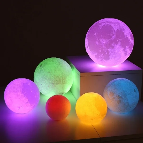 

16 Colors 3D Print Moon Lamp 20cm 18cm 15cm Colorful Change Touch USB Led Night Light Home Decor Creative Gift