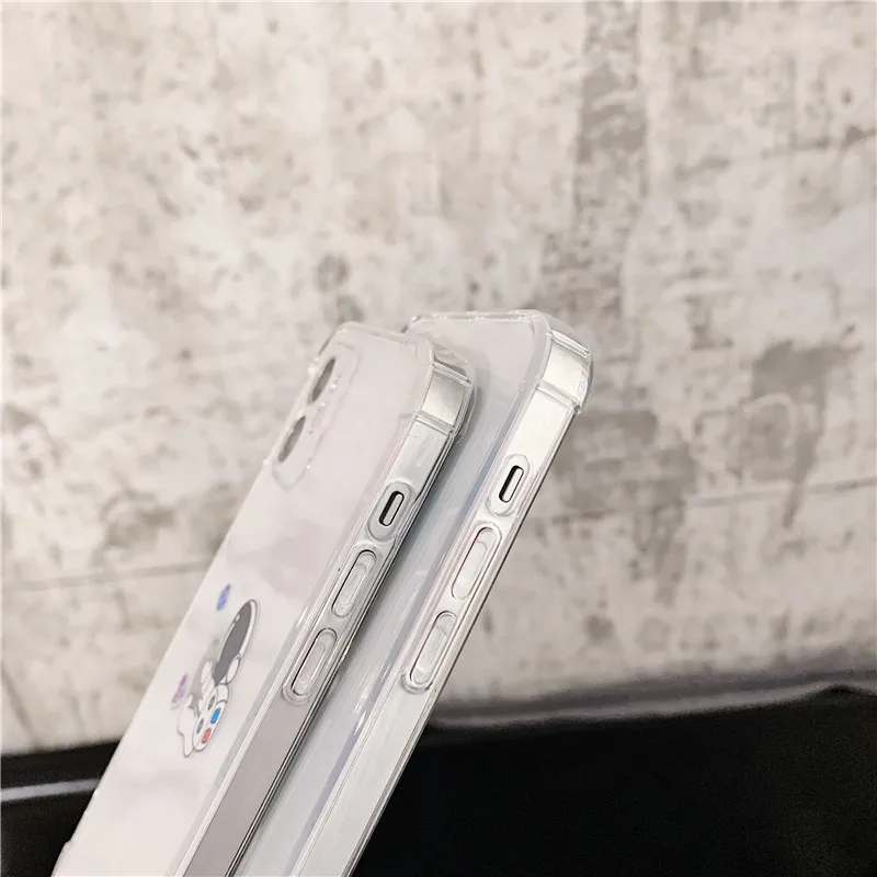 

Space Astronaut Cartoon Clear Phone Case For iPhone 11 Pro 12 Mini Pro Max 7 8 Plus X XR XSMax SE 2020 Soft TPU Back Cover