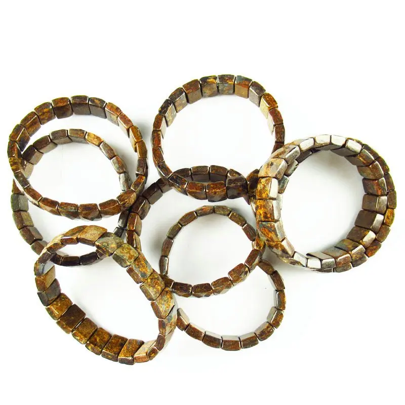 

1Strand 40.1g Faceted Natural Bronzite Oblong Stretchy Bracelet 7 Inch Width:14mm