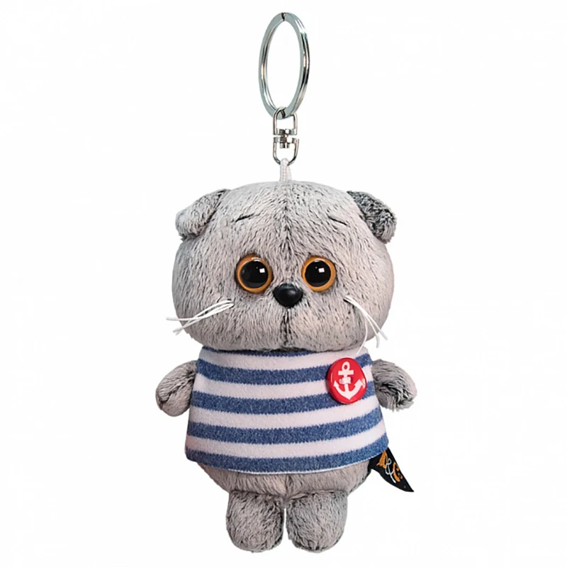 

Cat Bassik keychain in vest Budi Basa gift surprise soft toy 12 cm Basik Budi bass Child Kids holiday game