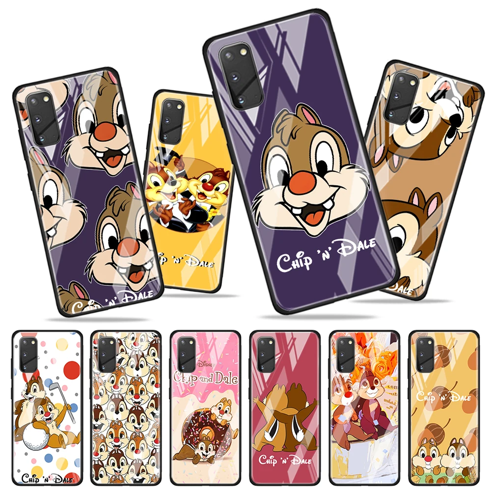 

Disney Chip 'n' Dale cute for Samsung Galaxy S20 FE Ultra Note 20 S10 Lite S9 S8 Plus Luxury Tempered Glass Phone Case Cover