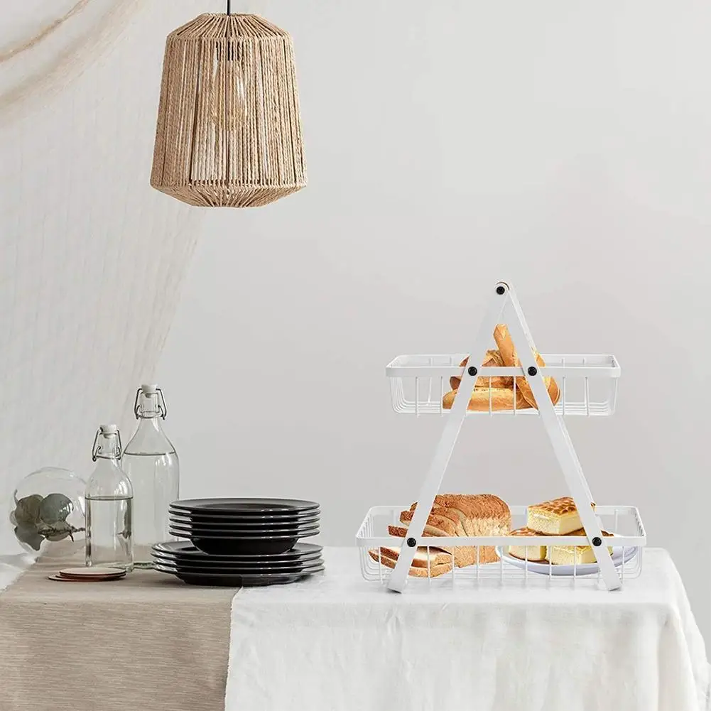 2-Tier Metal Fruit Basket Portable Kitchen Storage Vegetables For Fruits Household Rack Shelf Countertop Supplies Y2T2 | Дом и сад