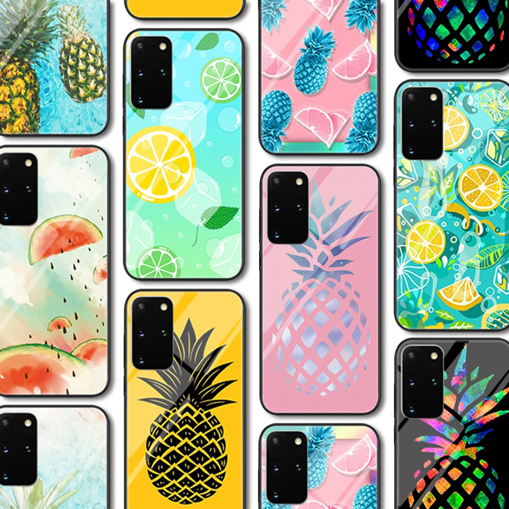 

Pineapple Glass Case for Samsung Galaxy S21 A51 S20 A50 A21S A12 A71 A70 S10 S9 S8 S10e A30 A20 Note 20 10 9 8 Ultra Lite Plus