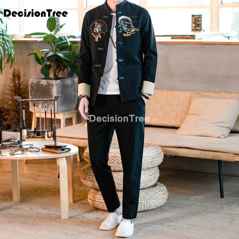 Мужская одежда 2021 топ с вышивкой дракона Тан традиционная китайская для мужчин