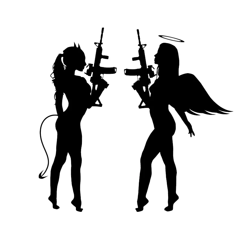 

17.3*16.5cm Sexy angel demon girl Car Sticker Motorcycle Bumper Trunk Laptop Window Decals Vinyl Car Styling Decoration