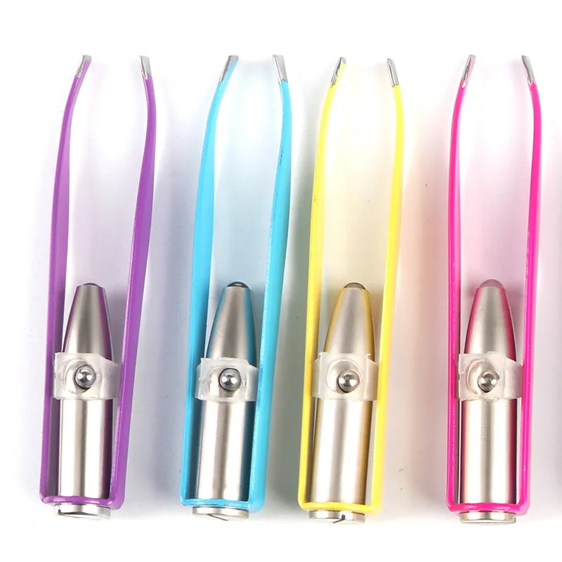 

LED Illuminated Eyebrow Clip Non-slip Eyebrow Tweezers Clipper Trimming Stainless Steel Hair Removal Clamp Makeup Beauty Tool