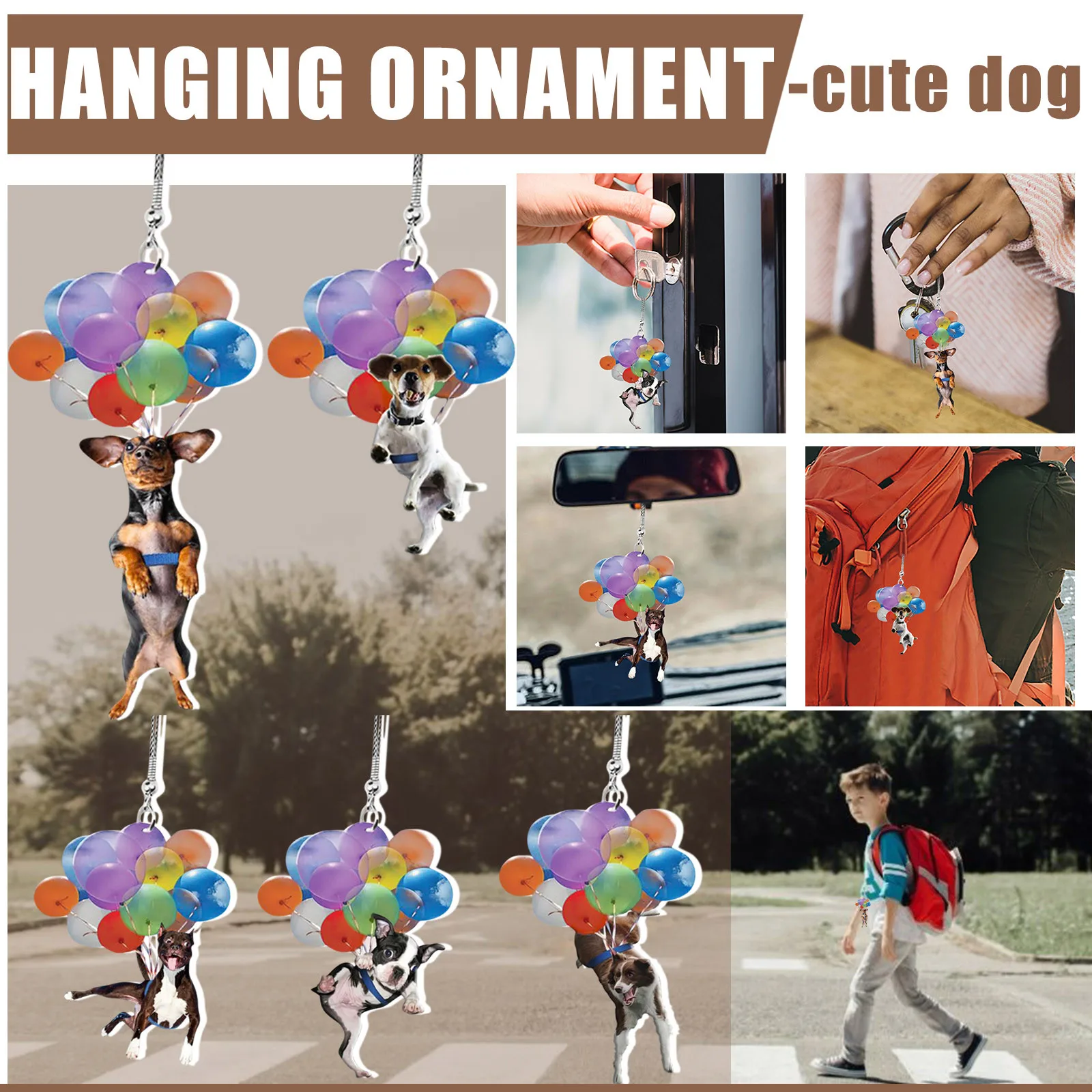 Подвесное украшение в виде милой собаки с красочным аэросферическим орнаментом