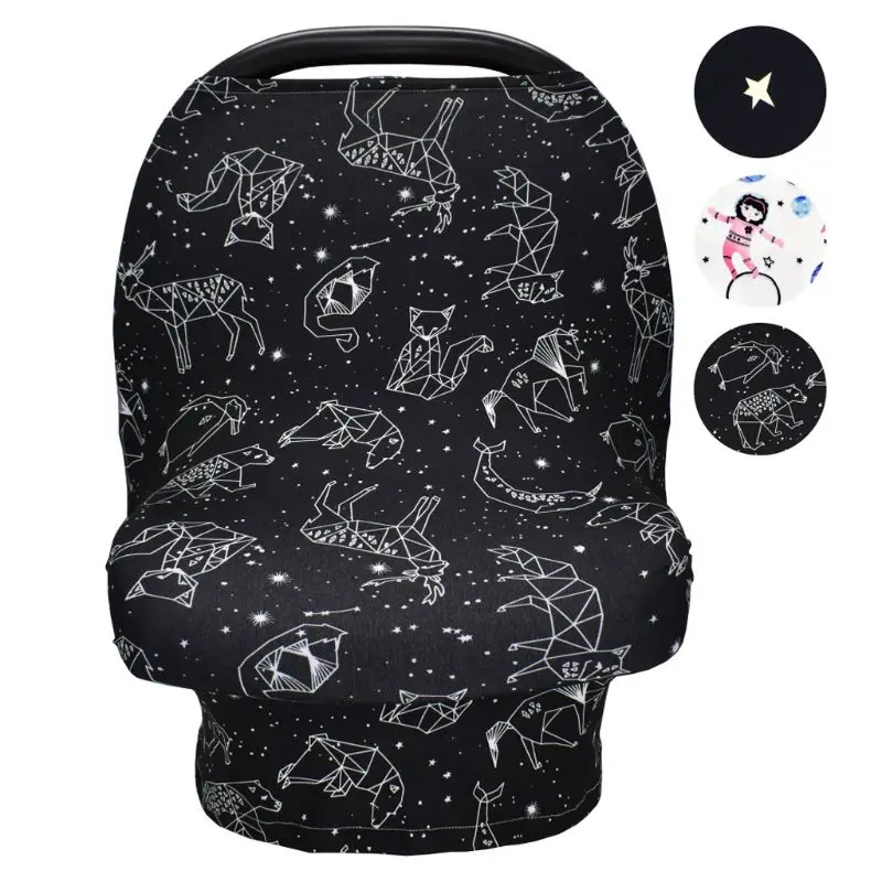 

4-in-1 Multi-use Baby Stretchy Cover Car Seat Canopy/Nursing Cover/Shopping Cart Cover/Infinity Scarf Perfect Gift for Baby E65D