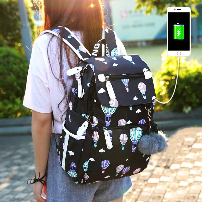 35L Nylon Backpack New Fashion Women Backpack Flower Schoolbags for Teenage Girls Women Shoulder Bags Rucksacks Scoolbag Mochila