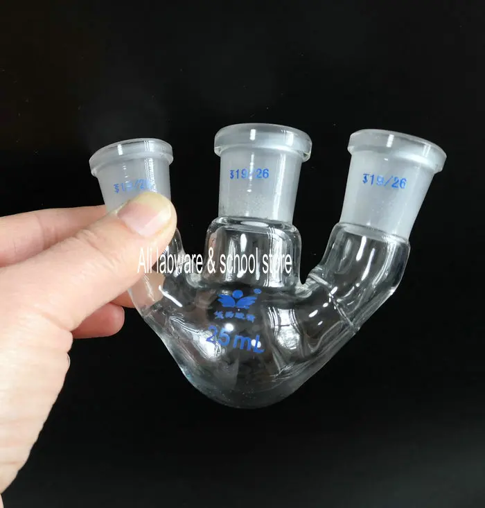 25 мл три прямых шеи круглая Нижняя стеклянная фляга лабораторный Химический