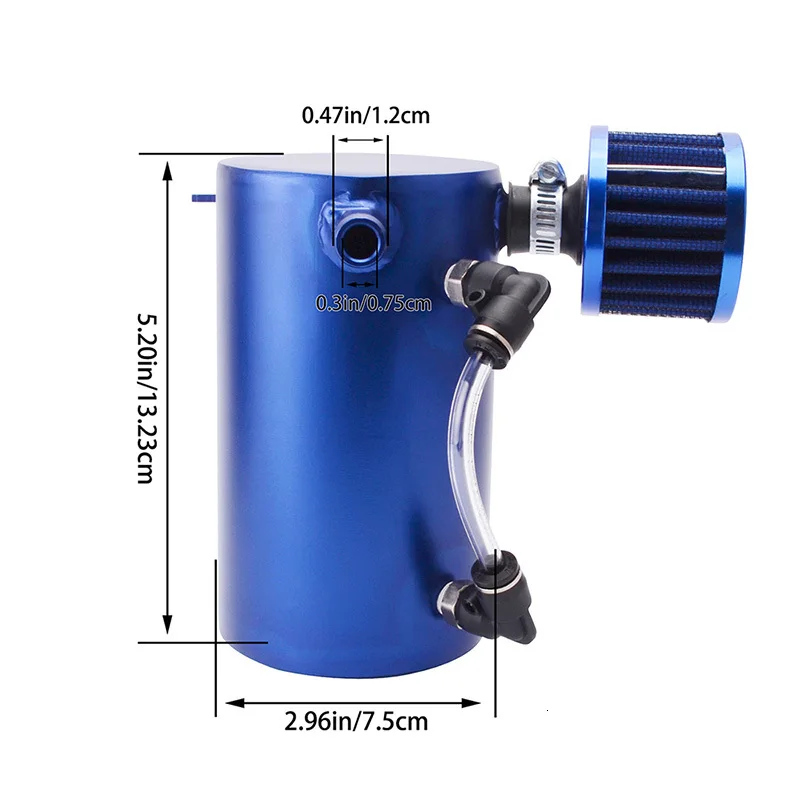 0.5L Universal Oil Catch Can Aluminum Racing Reservoir Breather Fuel Tank With Air Filter Engine Parts | Автомобили и мотоциклы