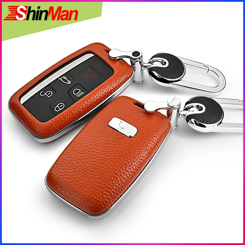ShinMan 6color Top Layer Leather + ABS Car leather key cover For Jaguar XE XJ XJL XF C-X16 V12 guitar F X type Key Case shell | Автомобили
