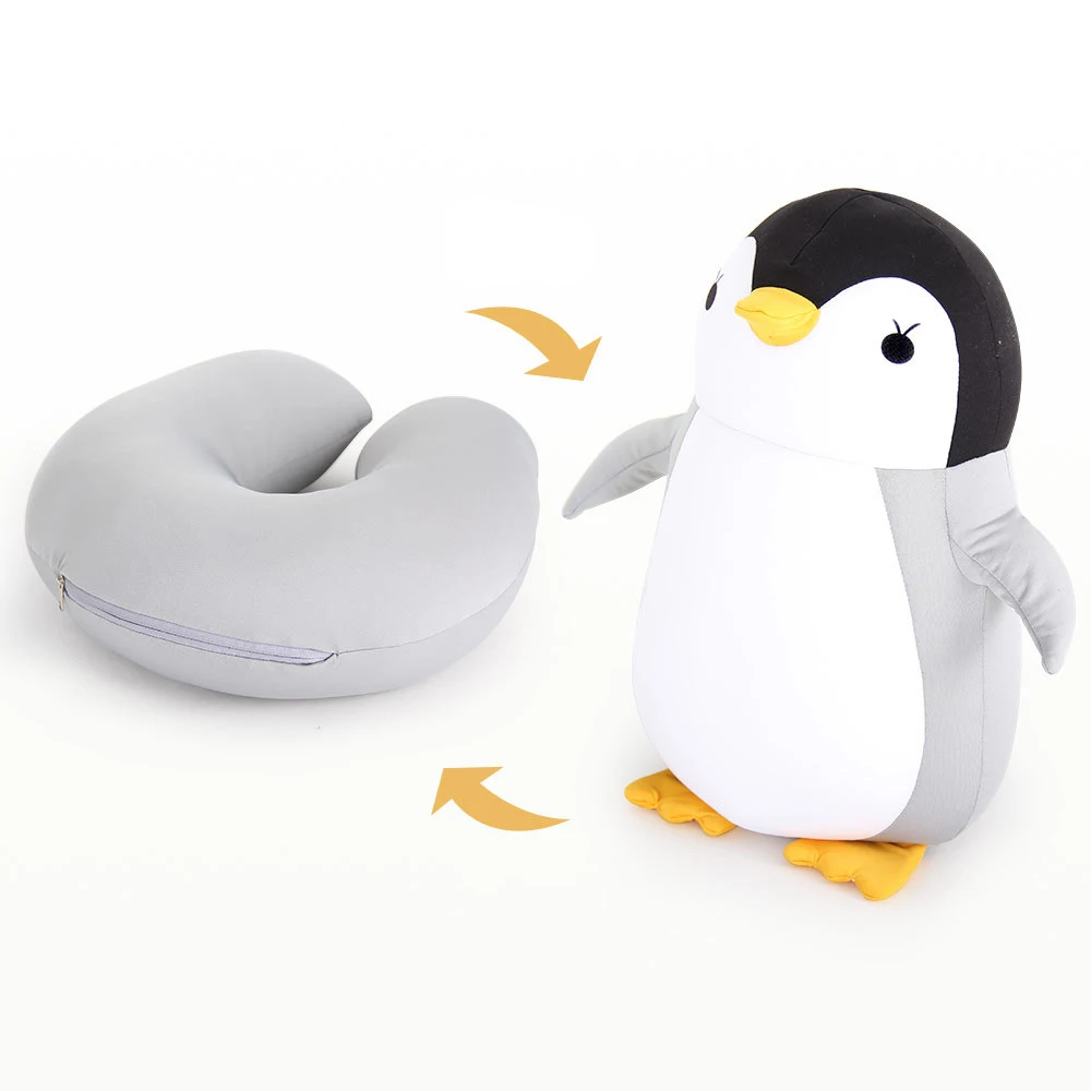 1pcs Penguin Лидер продаж с рисунком милого пингвина деформируемая игрушка U-форма плюшевая подушка, подушка для путешествий, с мультипликационным принтом животных и машин кукла-подголовник многофункциональное хранение - Цвет: 1pcs Penguin