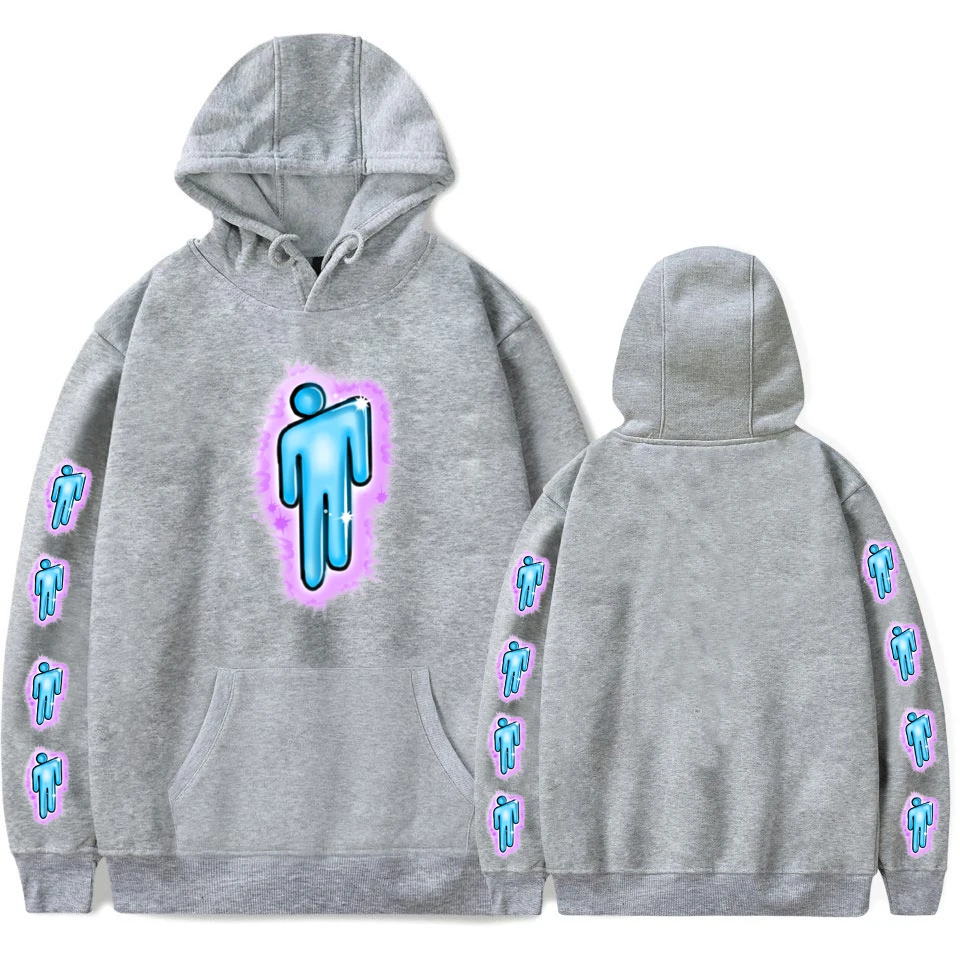 gray Толстовка с логотипом Billie Eilish, уличная Мужская черная толстовка с капюшоном для пары Billie Eilish, простая теплая Толстовка для женщин/мужчин, одежда с капюшоном - Цвет: gray