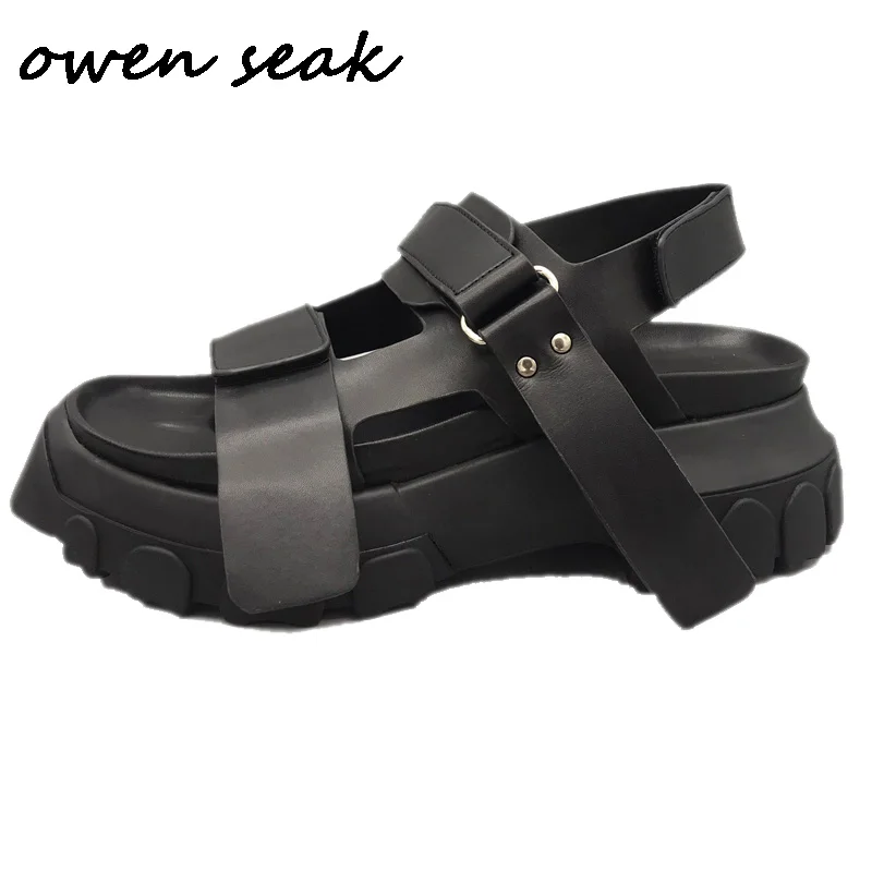 Owen Seak Women Sandals Black Casual Rome Shoes Gladiator Height Increasing  Mules Clogs Slippers Slides Summer Women Sandals