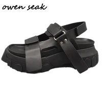 owen seak women sandals black casual rome shoes gladiator height increasing mules clogs slippers slides summer women sandals