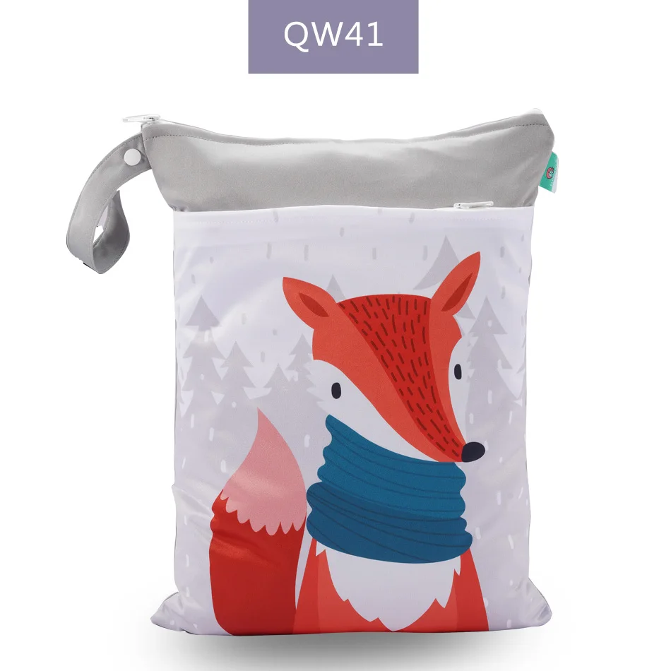 QW41-Diaper Bag Elinfant цифровая сумка для влажных подгузников с принтом, тканевые сумки для детских подгузников 30*40 см, дорожная сумка с двойным карманом - Цвет: QW41-Diaper Bag