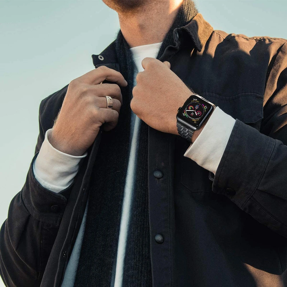 

Strap For Apple Watch 6 5 4 Se Band 44mm 40mm Upgraded Stainless Steel Bracelet For Iwatch 3 42mm 38mm Women Men Business Correa