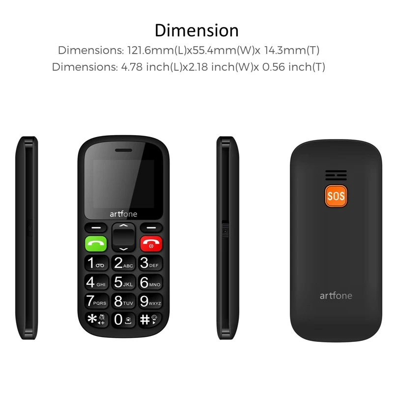 Большая кнопка мобильный телефон для пожилых людей Artfone CS181 обновленный GSM с