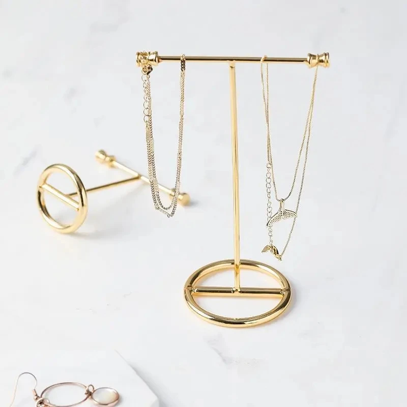

Gold Jewelry Stand Display Organizer Design Earrings Necklace Bracelet Ring Hanger Hanging Storage Jewelry Gift Women