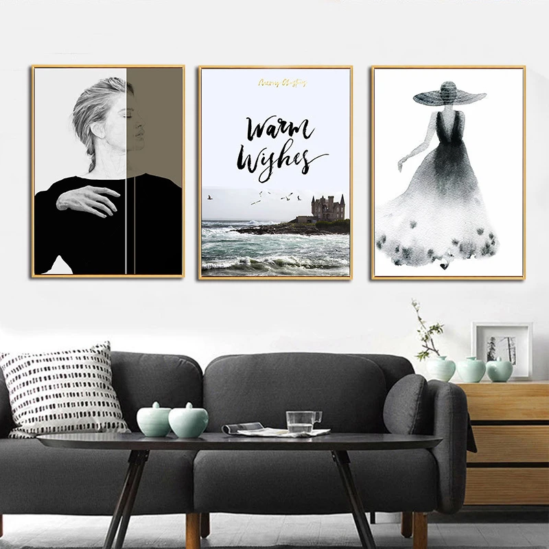 Скандинавская абстрактная черная женщина картина маслом на холсте плакаты и