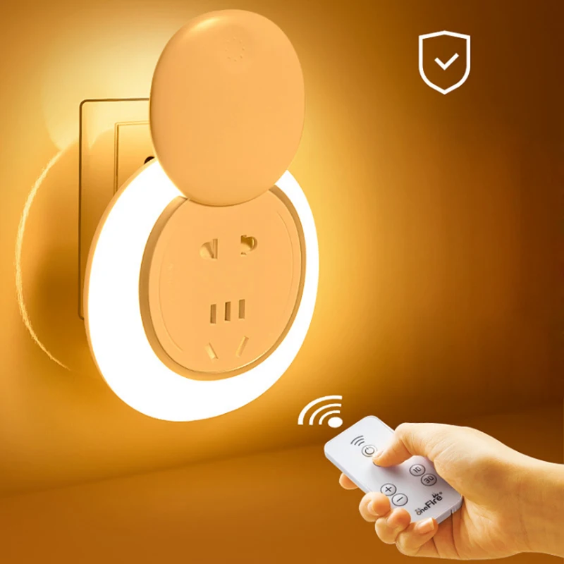 Remote Control Induction Night Light Bedroom Bedside Plug Plug-in Energy Saving White Fireproof Material Corridor Warm | Лампы и