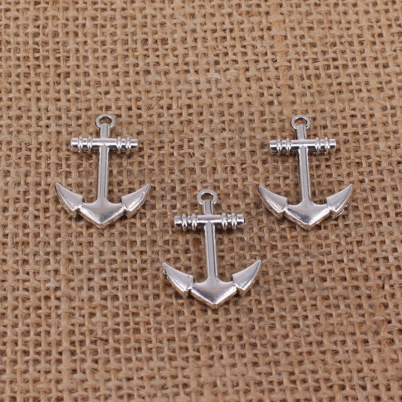 Подвески с якорем размером 28x19 мм, 5 шт., подвески серебряного цвета в античном стиле для рукоделия, фурнитура для изготовления ювелирных изделий ручной работы, 2128