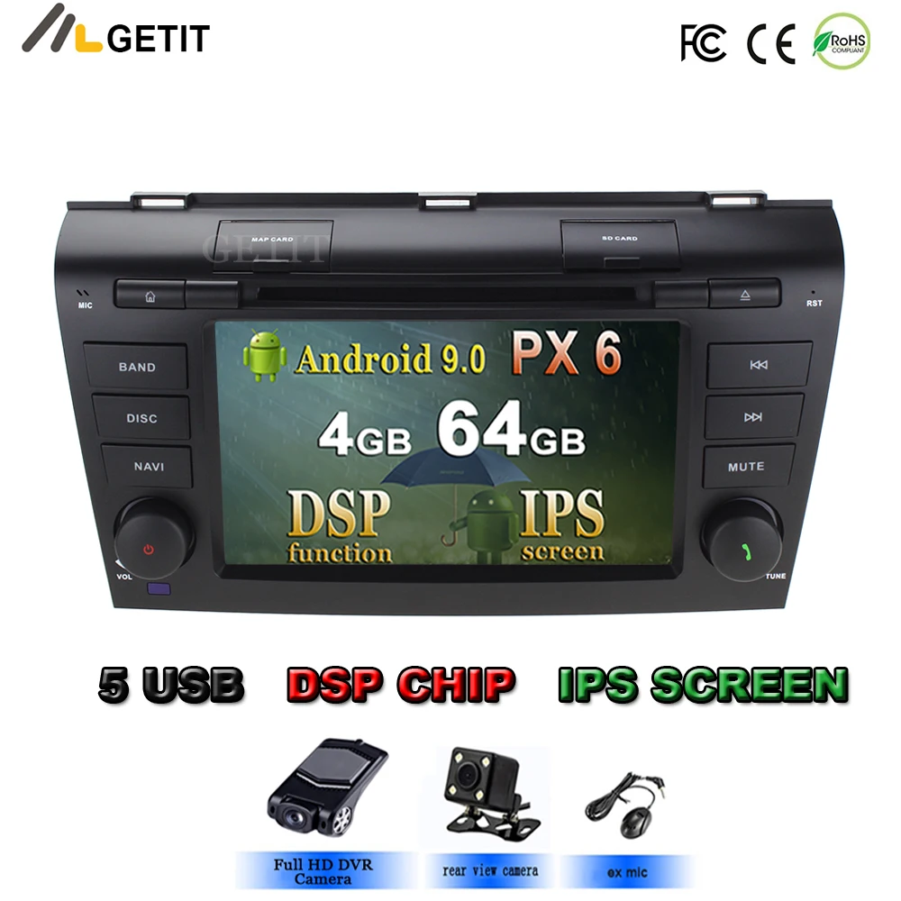 IPS Android 10 4G 64G Автомобильный dvd-плеер для Mazda 3 Mazda3 2003 ~ 2009 Мультимедиа Радио стерео