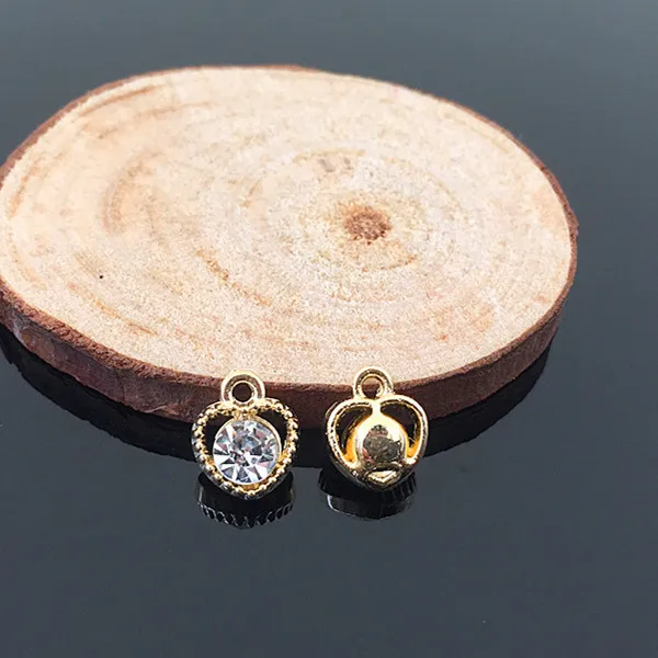 

20pcs Metal Round Heart Rhinestone Crystal Charms Stone Alloy Pendant fit for bracelet Hair DIY Fashion Jewelry Accessories