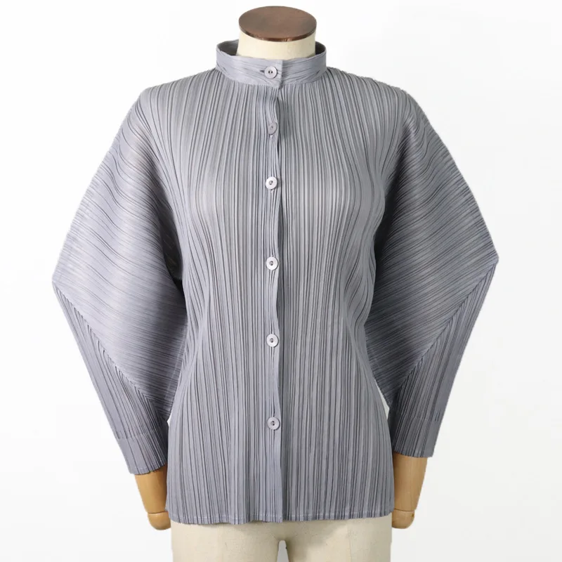 LANMREM 2020 Новая Осенняя однобортная однотонная плиссированная куртка с воротником