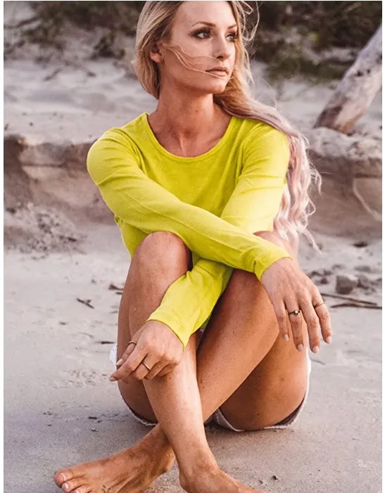 Женская футболка из мериносовой шерсти гибкая с длинными рукавами и вырезом