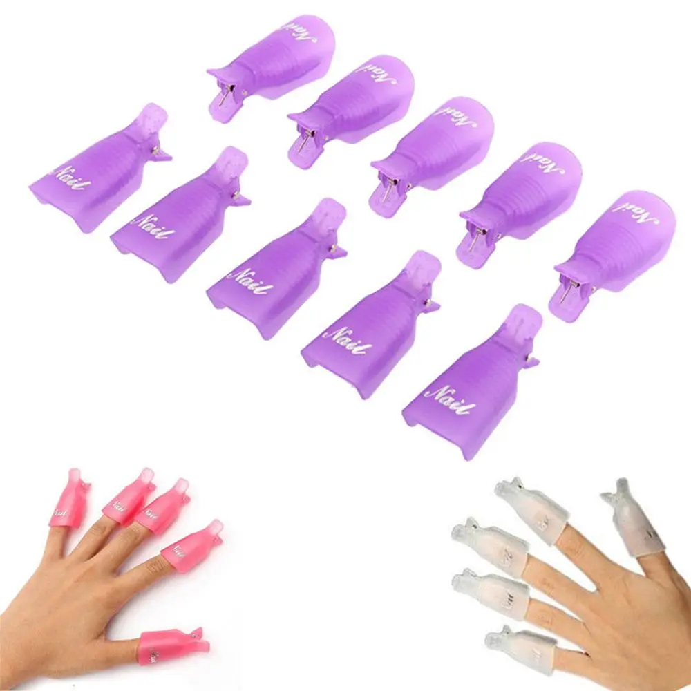 

10pcs Plastic Nail Art Profession Soak Off Cap Clips Uv Gel Polish Remover Wrap Tool Fluid For Removal Of Varnish Manicure Tools