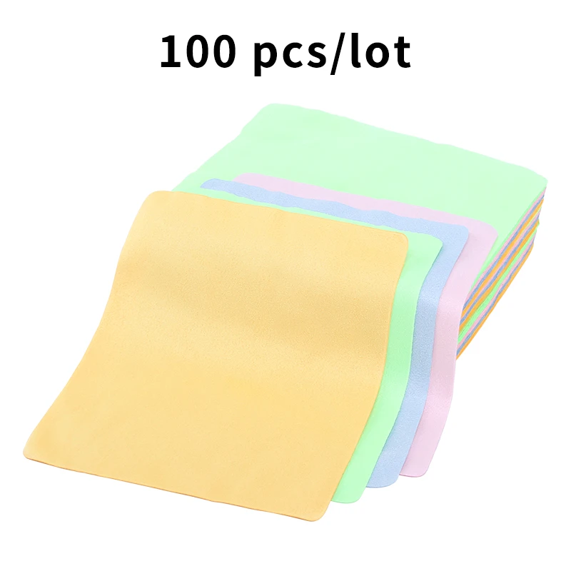 100 шт./лот салфетка для чистки очков из микрофибры очистки экрана телефона