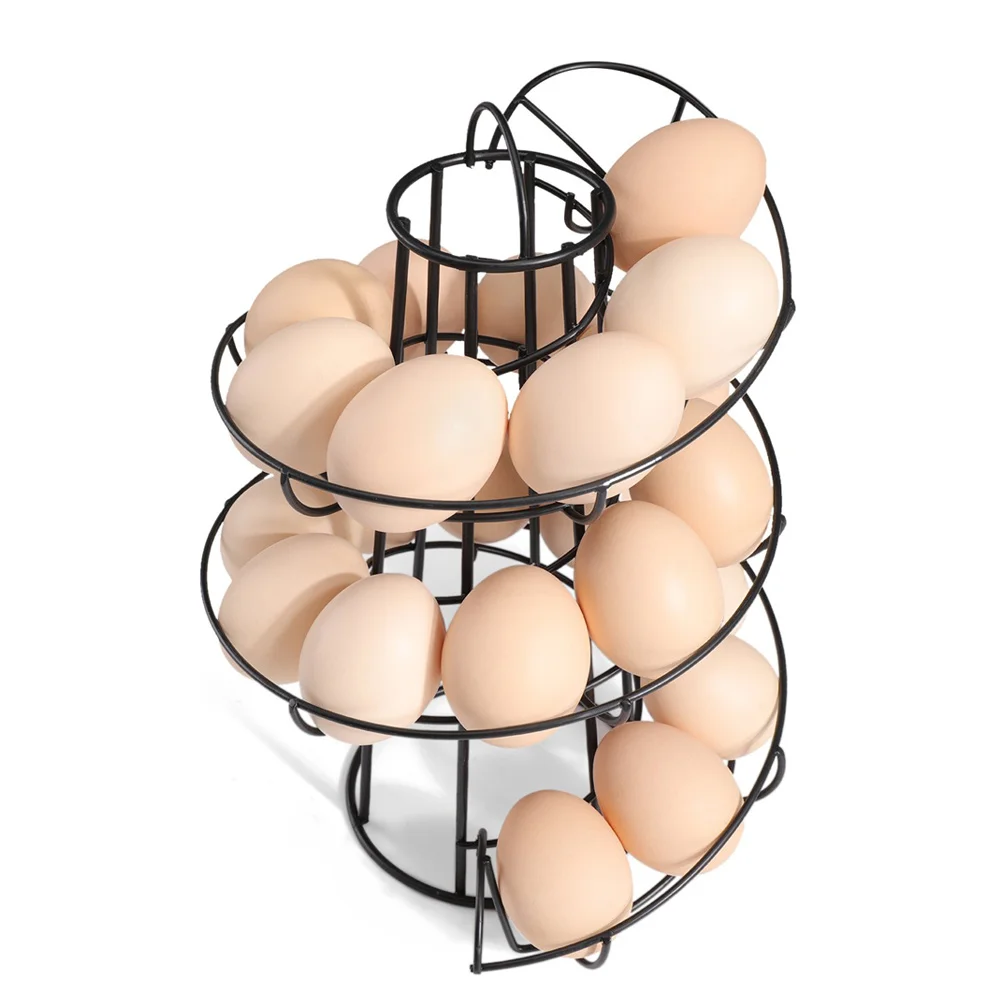 Черный Серебряный держатель для яиц современный спиральный диспенсер
