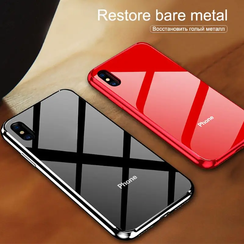 Роскошное зеркальное покрытие стеклянный чехол для iphone 8 XR 6 7 plus заднее