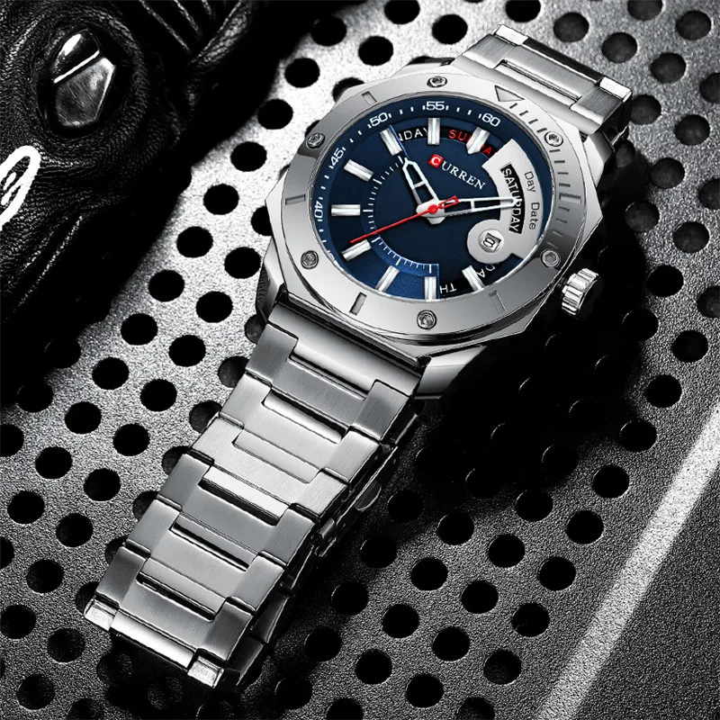 CURREN спортивные мужские часы Топ бренд класса люкс Серебристые синие военные