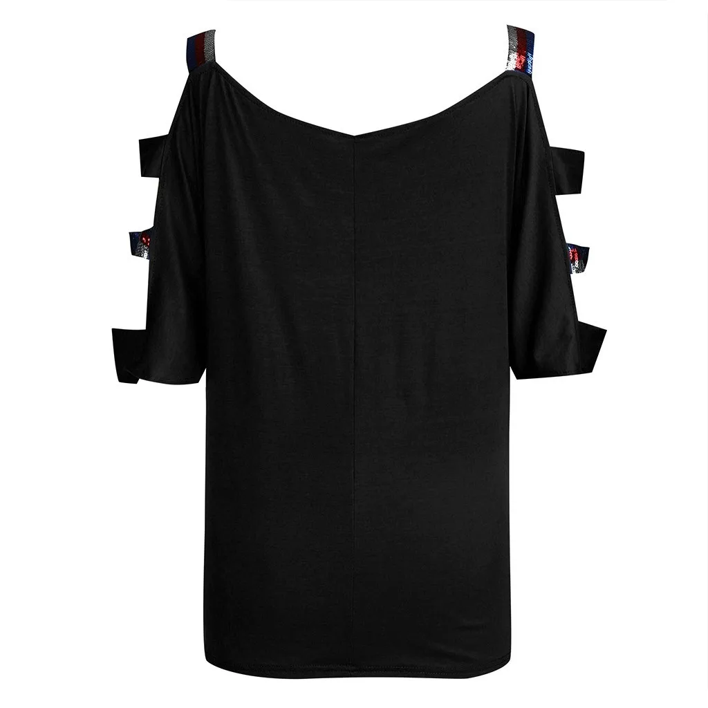 Женские блузки размера плюс сексуальные без бретелек с принтом флага v образный