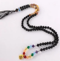 8mm 108 knot lava stone wooden beads seven chakras necklace lucky classic thanksgiving beautiful women fashion aquaculture
